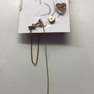 Betsey Johnson New 4 Heart and Arrow Earrings